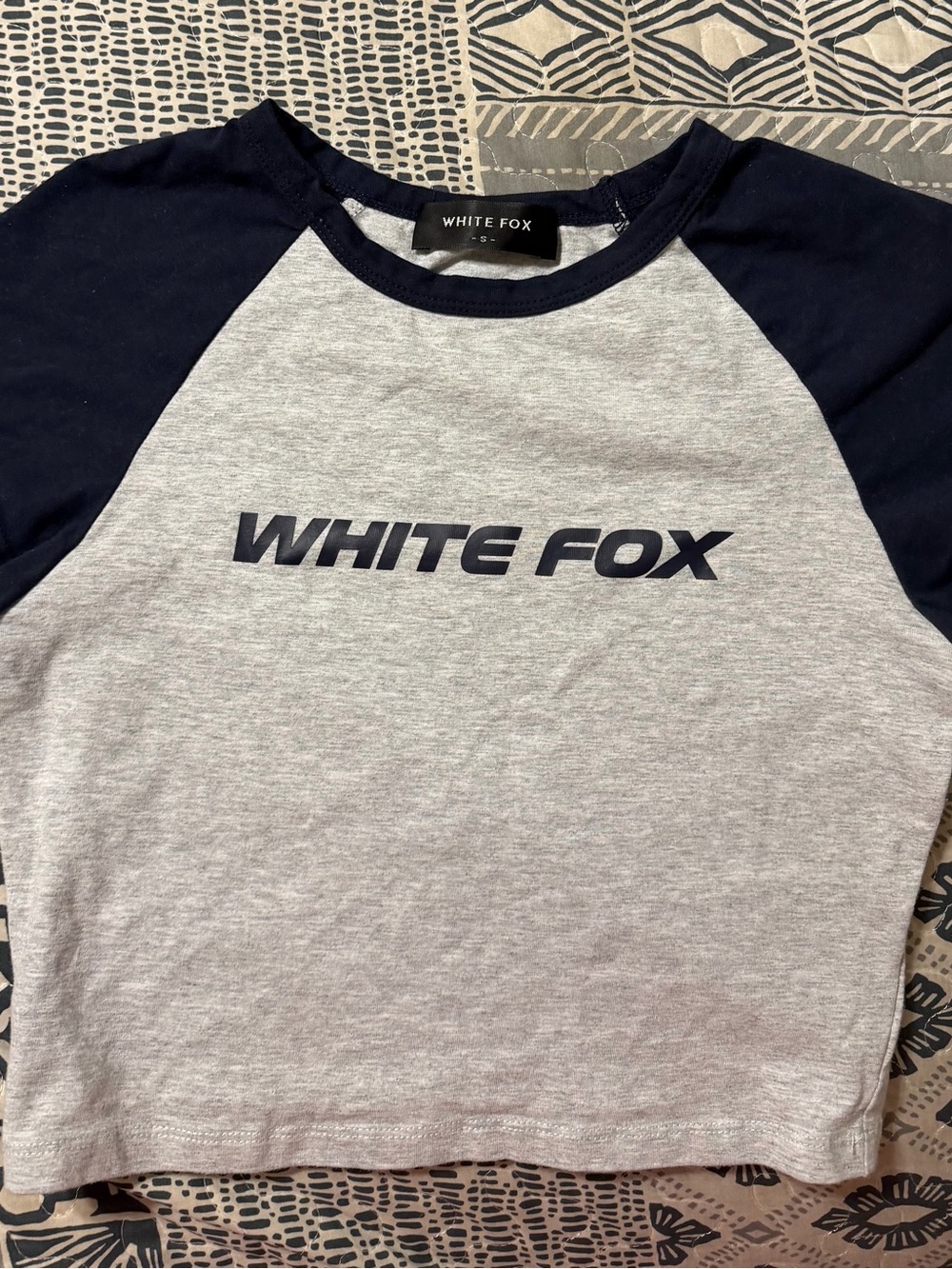White Fox Boutique Gray and Navy Raglan Tee for Tween